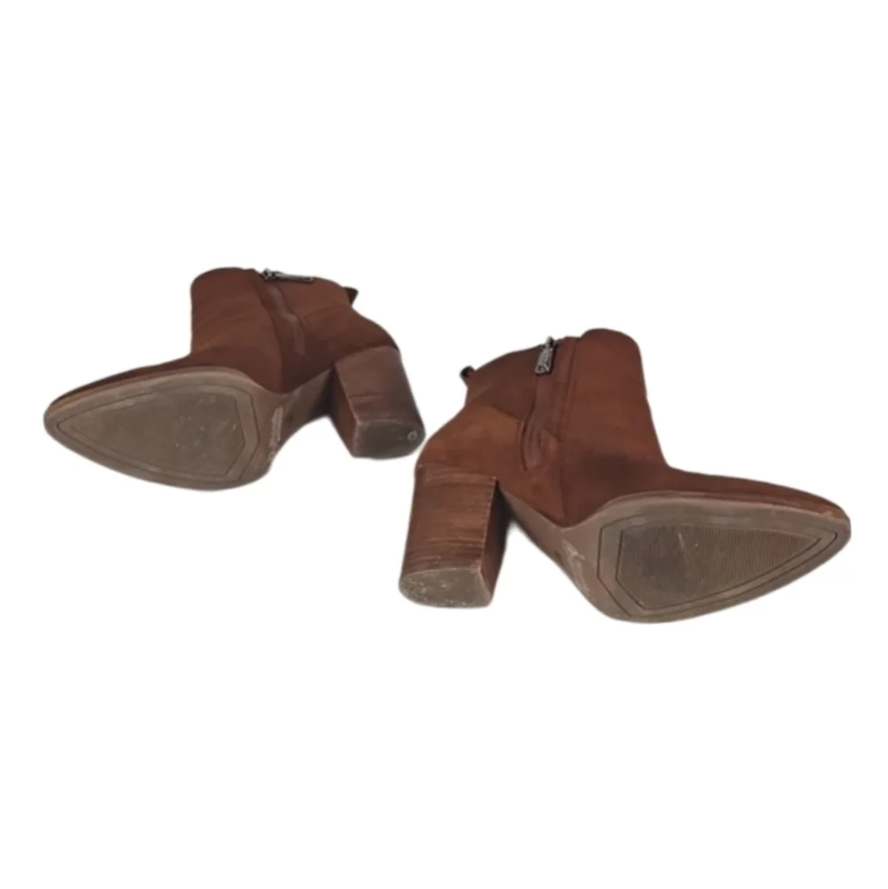 Waterproof Suede Leather Red Brown Ankle Booties Boots